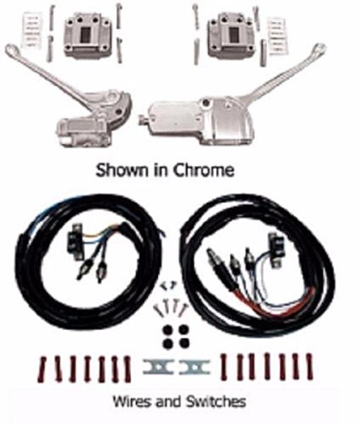 Harley Single Cable Throttle Control Kit - Chrome Grooved, For '74-'95 FX, FL, XL, Sportster Models