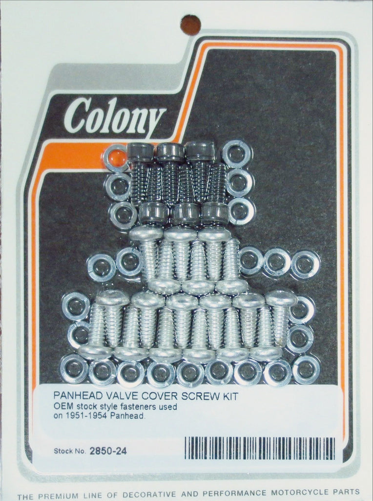 2850-24 PANHEAD VALVE COVER SCREW KIT FOR 17507-51 1951-1954 STEEL D-RINGS CAD & PARK