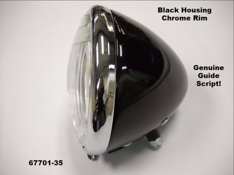 67701-35 4901-35 Replica "GUIDE" Stamped Black And Chrome Springer Headlamp Assembly