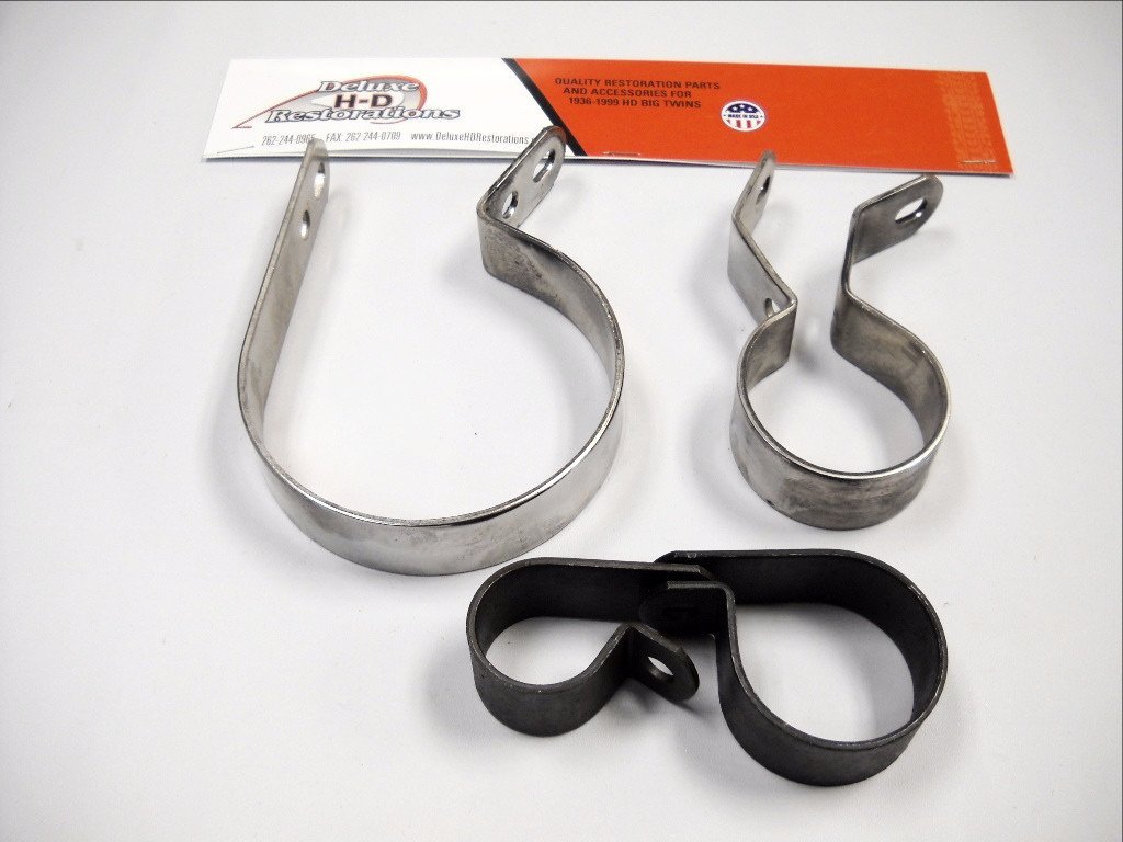 Panhead 1950-1957 Complete Set of Stainless Steel and Parkerized Exhaust Clamp Kit