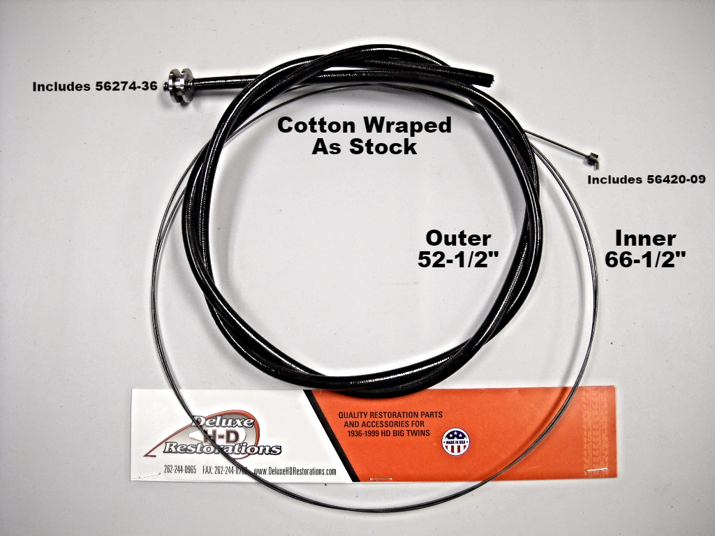 3334-32 KNUCKLEHEAD PANHEAD THROTTLE AND SPARK CONTROL COTTON BRAIDED CABLE